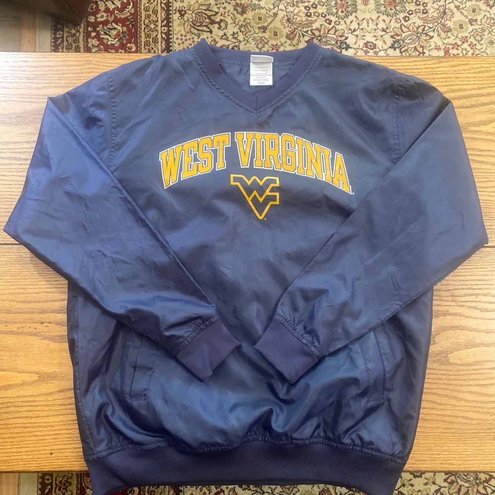 West Virginia University Red Oak Sportswear Men’s Blue V-Neck Pullover Size S